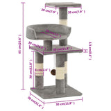 vidaXL Cat Scratching Post with Sisal Scratchers 65 cm Grey