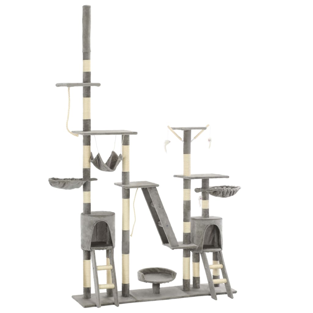 vidaXL Cat Scratching Tree with Sisal Scratching Posts 230-250 cm Grey