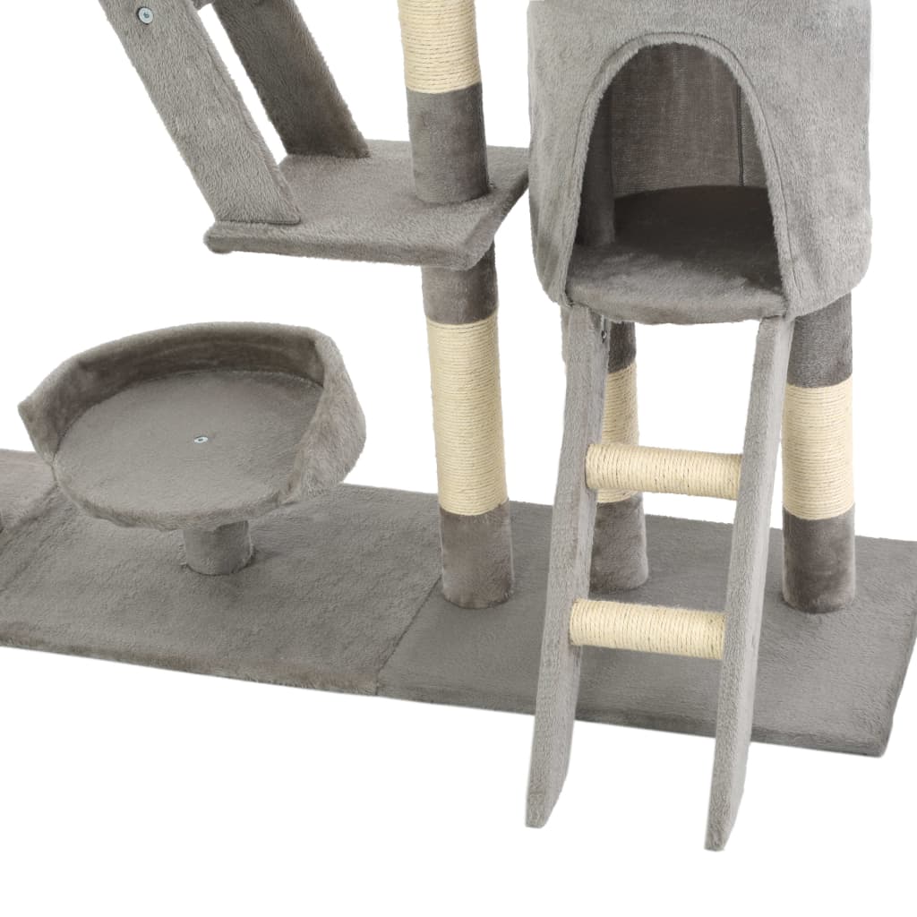 vidaXL Cat Scratching Tree with Sisal Scratching Posts 230-250 cm Grey