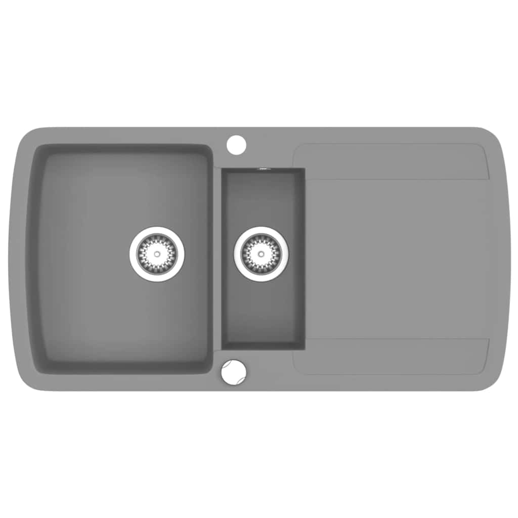 vidaXL Double Sink Granite Black