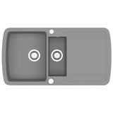 vidaXL Double Sink Granite Black