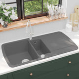 vidaXL Double Sink Granite Black