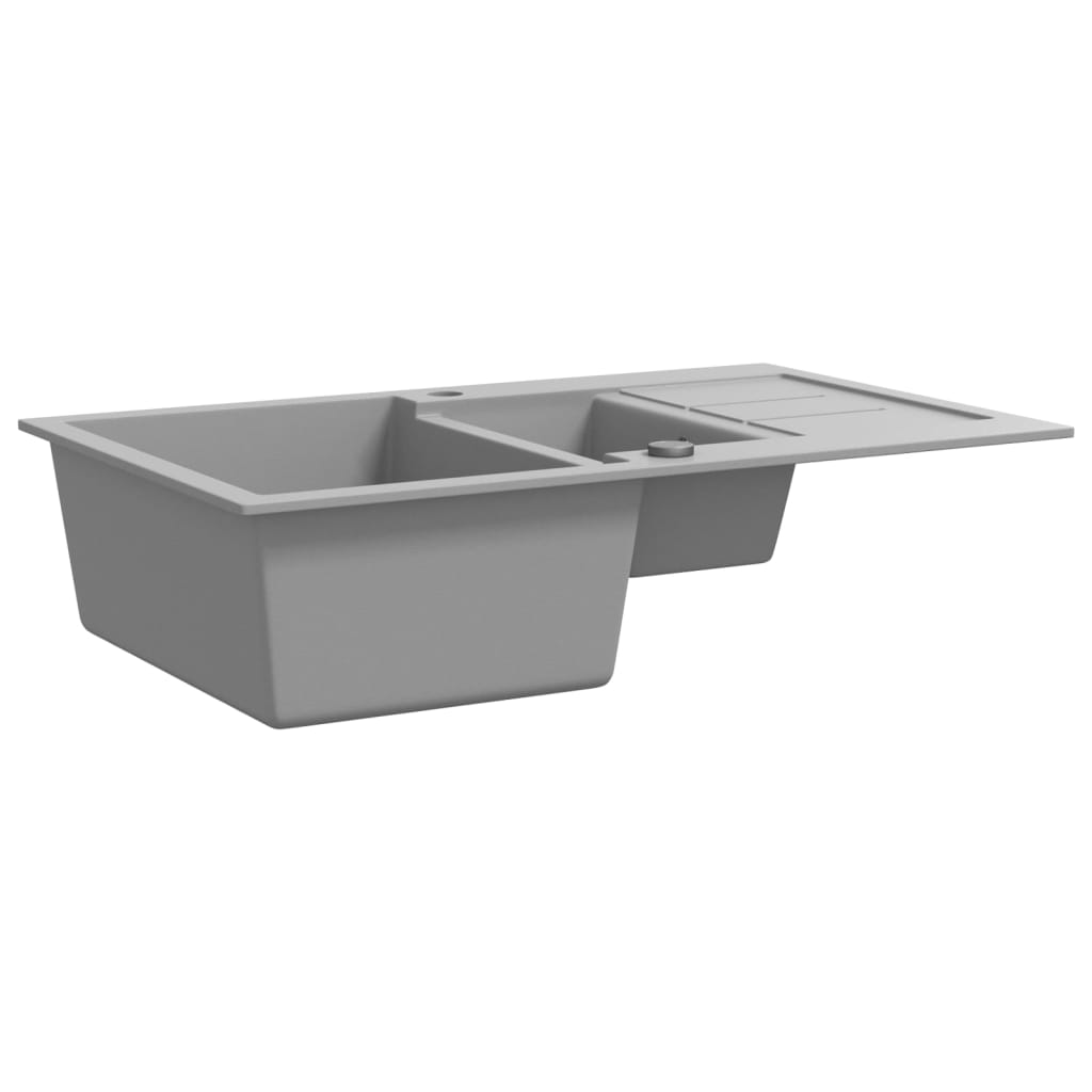 vidaXL Double Sink Granite Black