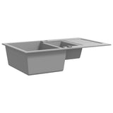 vidaXL Double Sink Granite Black