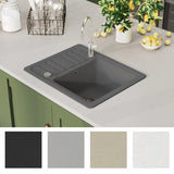 vidaXL Sink single bowl granite black