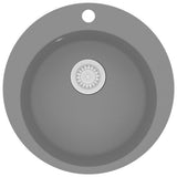 vidaXL Round Single Bowl Granite Sink Black