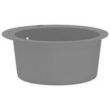 vidaXL Round Single Bowl Granite Sink Black
