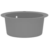 vidaXL Round Single Bowl Granite Sink Black