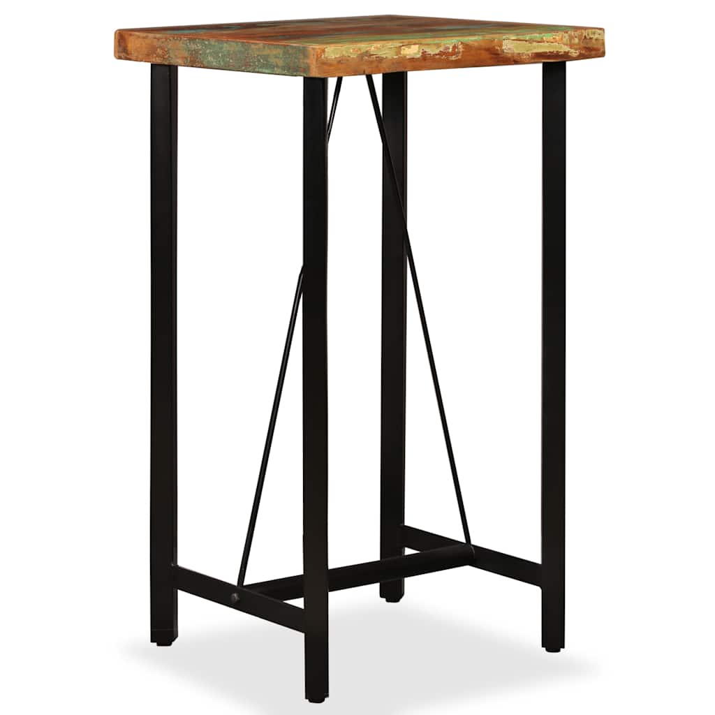 vidaXL Barset massief gerecycled hout en echt leer 3-delig