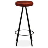 vidaXL Barset massief gerecycled hout en echt leer 3-delig