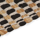 vidaXL Bath Mat Set Handwoven Jute and Fabric Natural and White