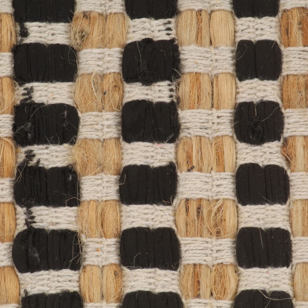 vidaXL Bath Mat Set Handwoven Jute and Fabric Natural and White