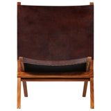 vidaXL Folding Recliner Genuine Leather Brown