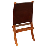 vidaXL Folding Recliner Genuine Leather Brown