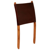 vidaXL Folding Recliner Genuine Leather Brown