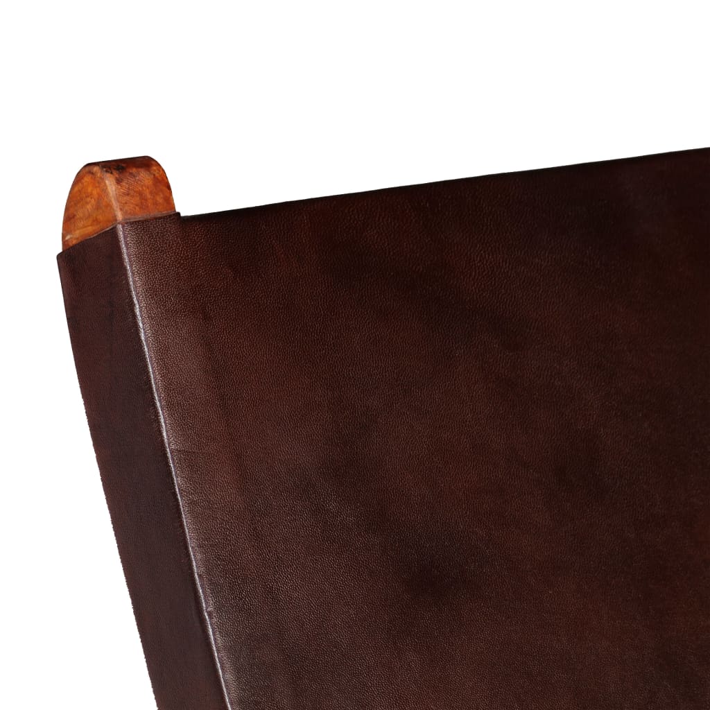 vidaXL Folding Recliner Genuine Leather Brown