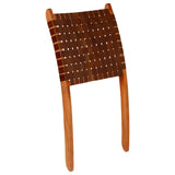 vidaXL Folding Chair Cross Striped Genuine Leather Brown