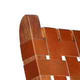 vidaXL Folding Chair Cross Striped Genuine Leather Brown