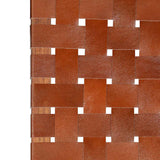 vidaXL Folding Chair Cross Striped Genuine Leather Brown