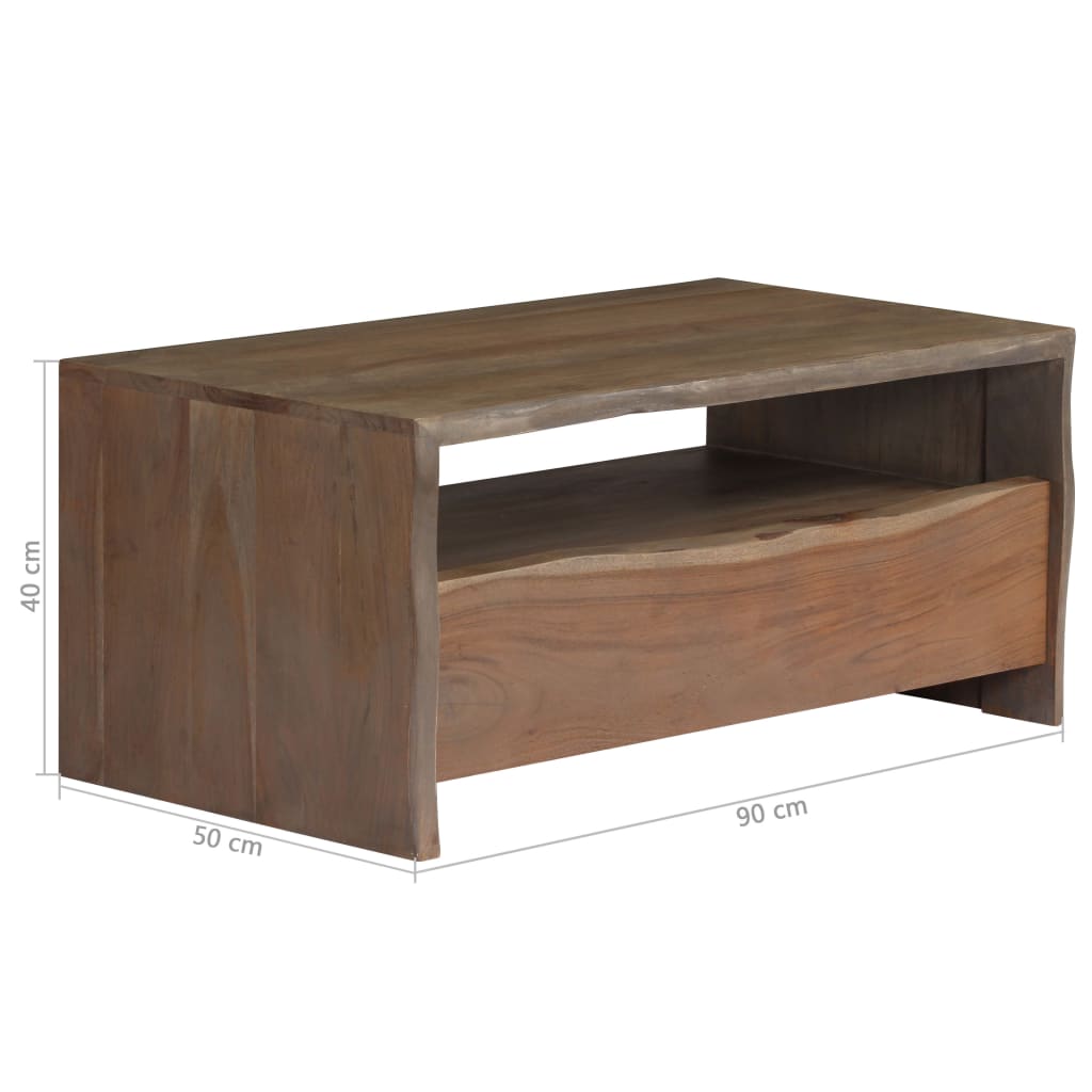vidaXL Table de salon avec panneau naturel 90x50x40 cm gris acacia