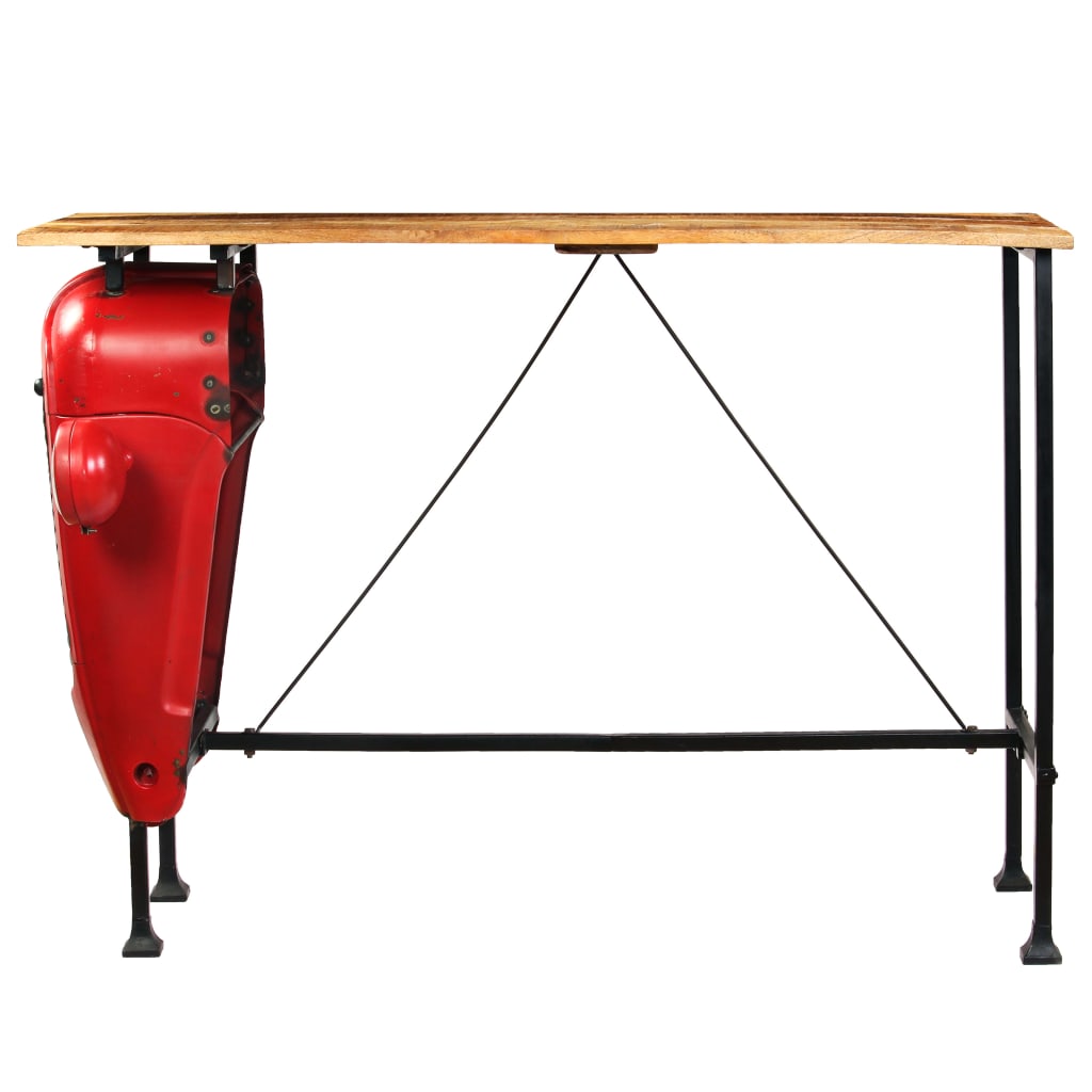 vidaXL Tractor Bar Table 60x150x107 cm Solid Mango Wood Red