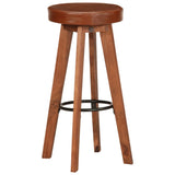 vidaXL Barstoelen 2 st echt leer en massief acaciahout
