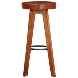 vidaXL Barstoelen 2 st echt leer en massief acaciahout
