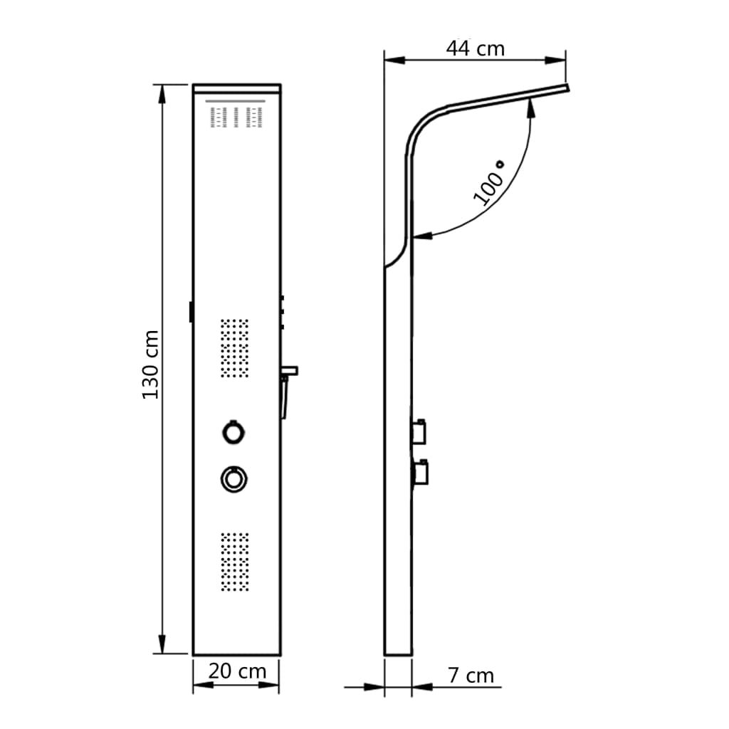 vidaXL Shower Panel 20x44x130 cm Aluminum White