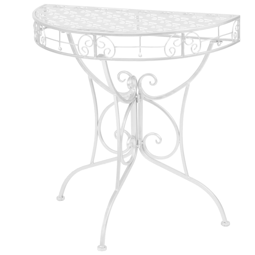 vidaXL Bijzettafel style vintage demi-rond 72x36x74 cm métal argent