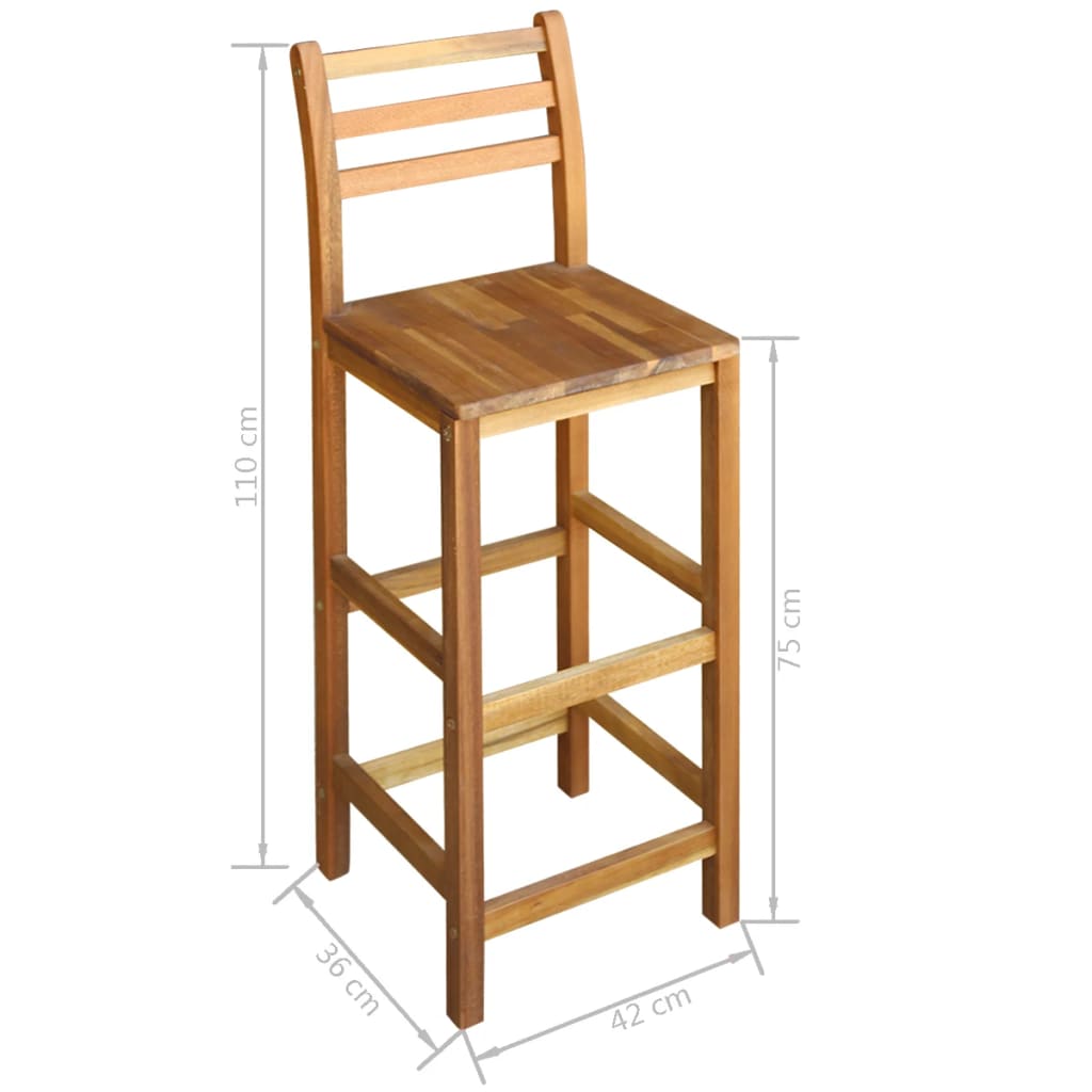 vidaXL 5-delige Bartafel et -stoelenset massief acaciahout