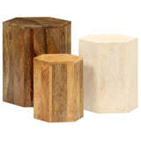 vidaXL 3-Piece Coffee Table Set Solid Mango Wood