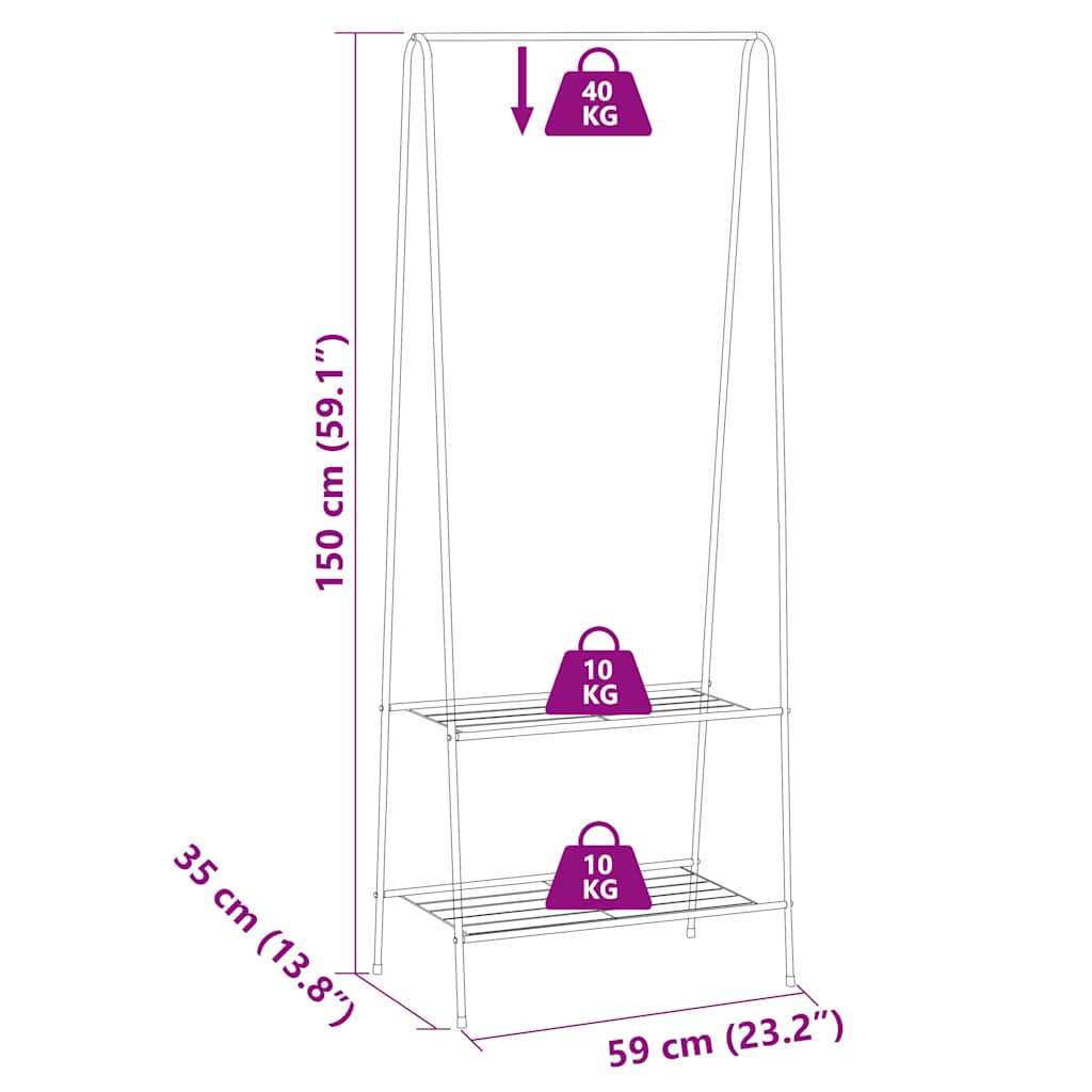 vidaXL Garment Rack 59x35x150 cm black