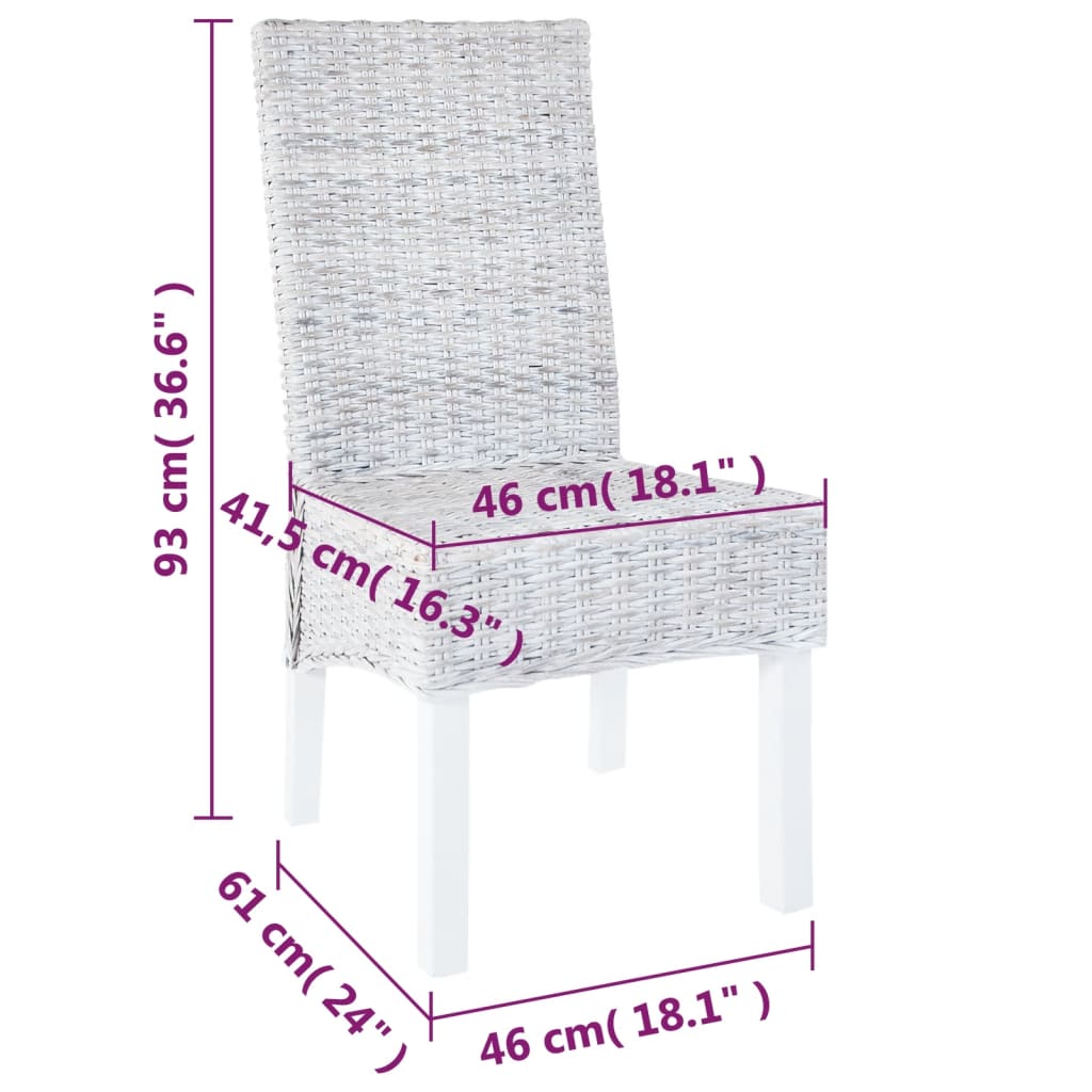 vidaXL Eetkamerstoelen 2 st kubu rattan en mahoniehout lichtbruin