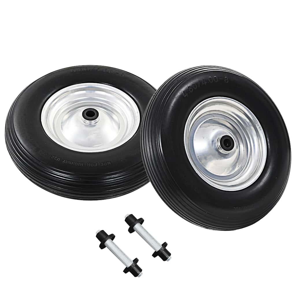 vidaXL Wheelbarrow Wheel with Axle 4.00-8 390 mm Solid PU