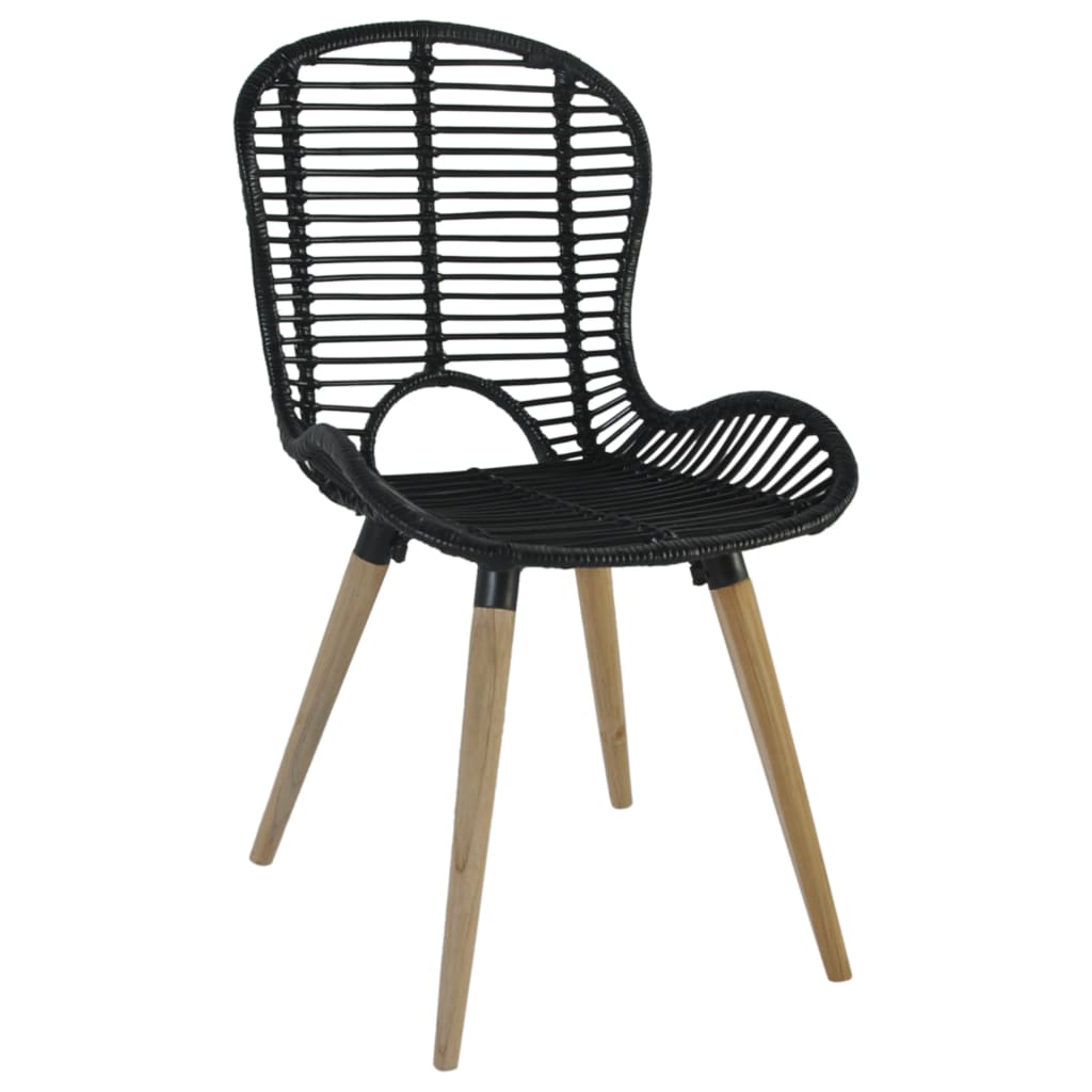vidaXL Eetkamerstoelen 2 st natuurlijk rattan zwart