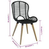 vidaXL Eetkamerstoelen 2 st natuurlijk rattan zwart