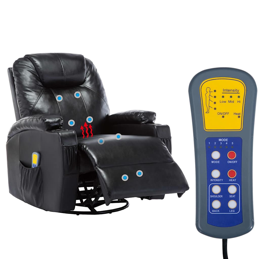 vidaXL Rocking Massage Chair Artificial Leather Black
