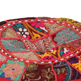 vidaXL Patchwork Round Handmade Pouf 40x20 cm Cotton Red