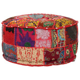 vidaXL Patchwork Round Handmade Pouf 40x20 cm Cotton Red