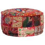 vidaXL Patchwork Round Handmade Pouf 40x20 cm Cotton Red