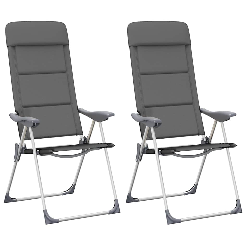 vidaXL Camping Chairs 58x69x111 cm Aluminium Grey 2 pcs