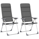 vidaXL Camping Chairs 58x69x111 cm Aluminium Grey 2 pcs