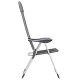 vidaXL Camping Chairs 58x69x111 cm Aluminium Grey 2 pcs