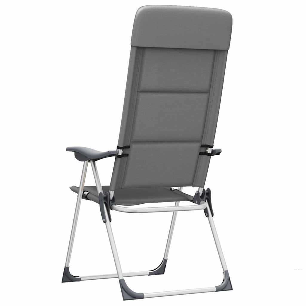 vidaXL Camping Chairs 58x69x111 cm Aluminium Grey 2 pcs