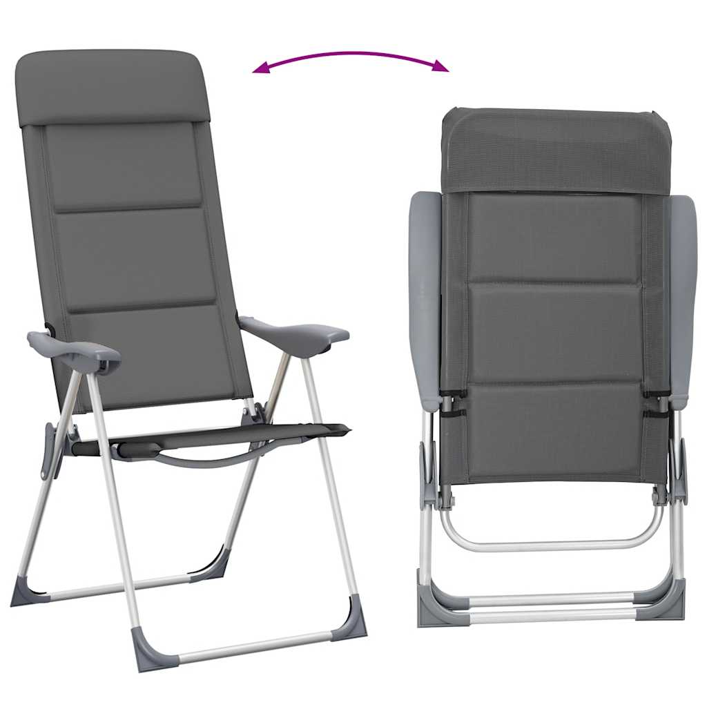 vidaXL Camping Chairs 58x69x111 cm Aluminium Grey 2 pcs