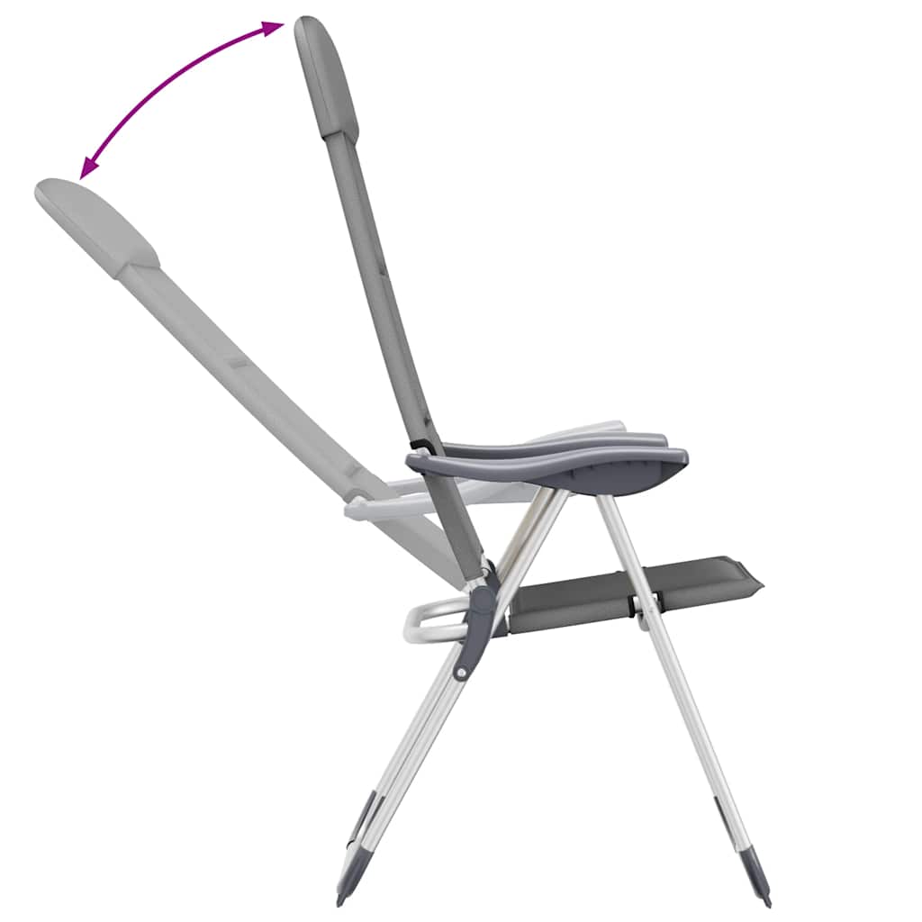 vidaXL Camping Chairs 58x69x111 cm Aluminium Grey 2 pcs