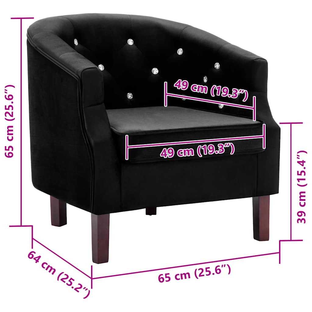 vidaXL Fauteuil fluweel zwart
