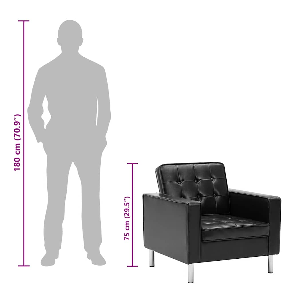 vidaXL Fauteuil zwart 75x70x75 cm kunstleer