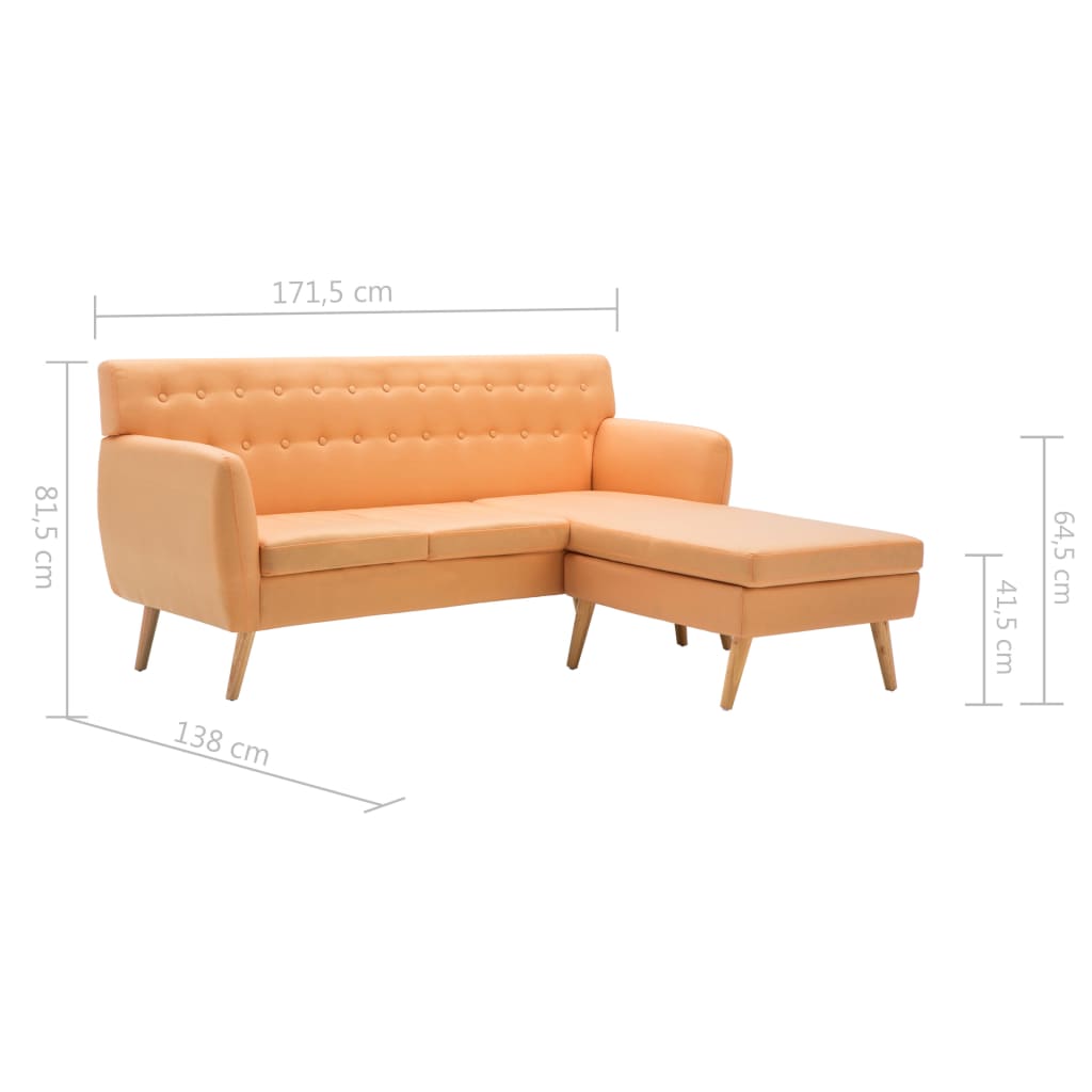 vidaXL Banque L-vormig 171,5x138x81,5 cm tissu orange