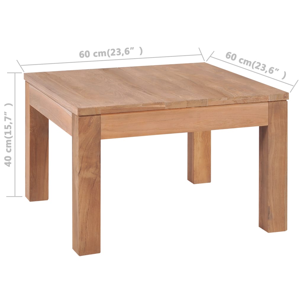 vidaXL Coffee Table 60x60x40 cm Teak Wood with Natural Finish
